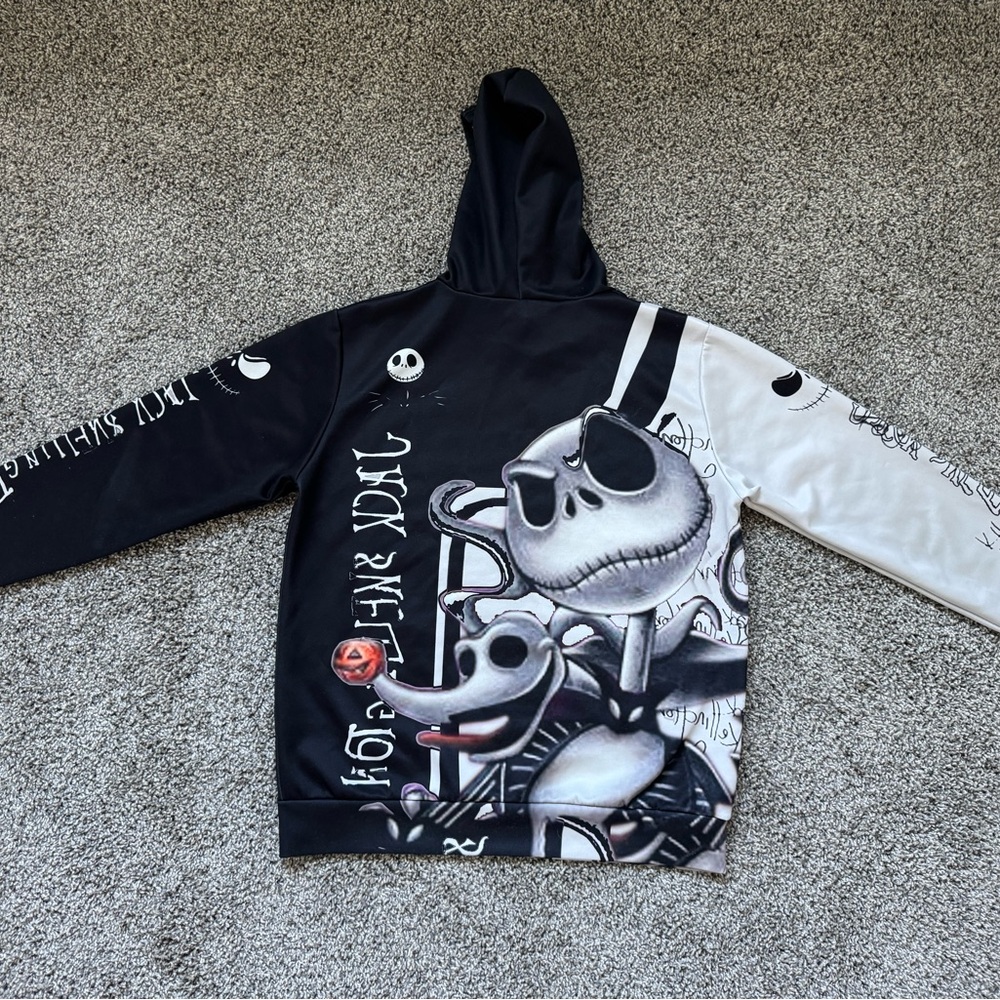 Jack Skellington Men's Hoodie‎ Black White Size Small Nightmare Before Christmas - Picture 3 of 9